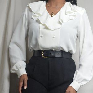 Vintage Ruffle Puritan Collar Blouse |4|